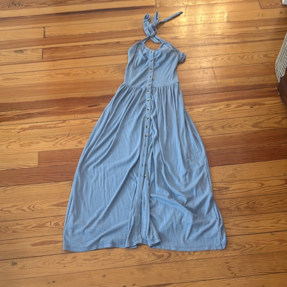 Free people, size small, Blue Button-Down Maxi Dress with open back